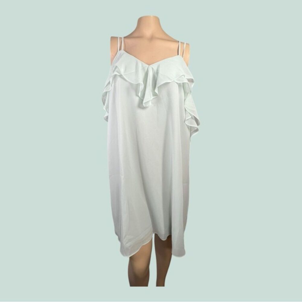 BCBGeneration Frost Blue Ruffled Strappy V-Neck Dress Size L